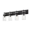 Z-Lite Fontaine 4 Light Vanity, Matte Black & Clear 3035-4V-MB